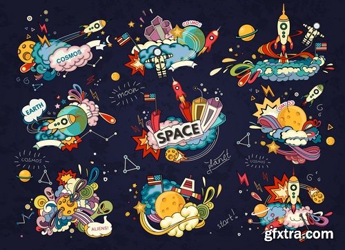 Space universe planet satellite space stars solar system 25 EPS