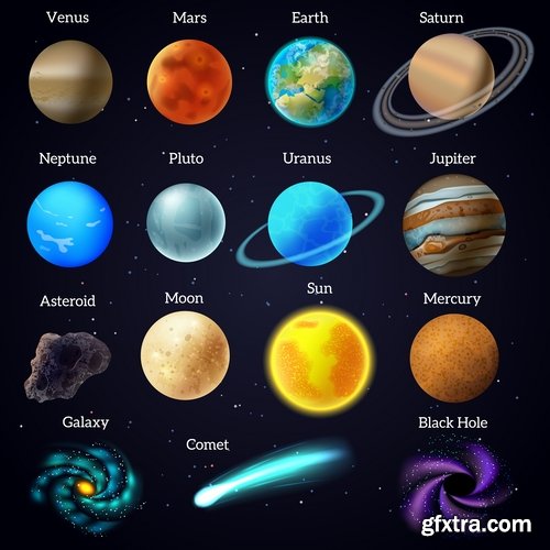 Space universe planet satellite space stars solar system 25 EPS