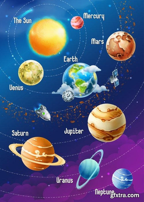 Space universe planet satellite space stars solar system 25 EPS