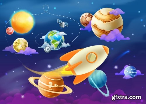 Space universe planet satellite space stars solar system 25 EPS