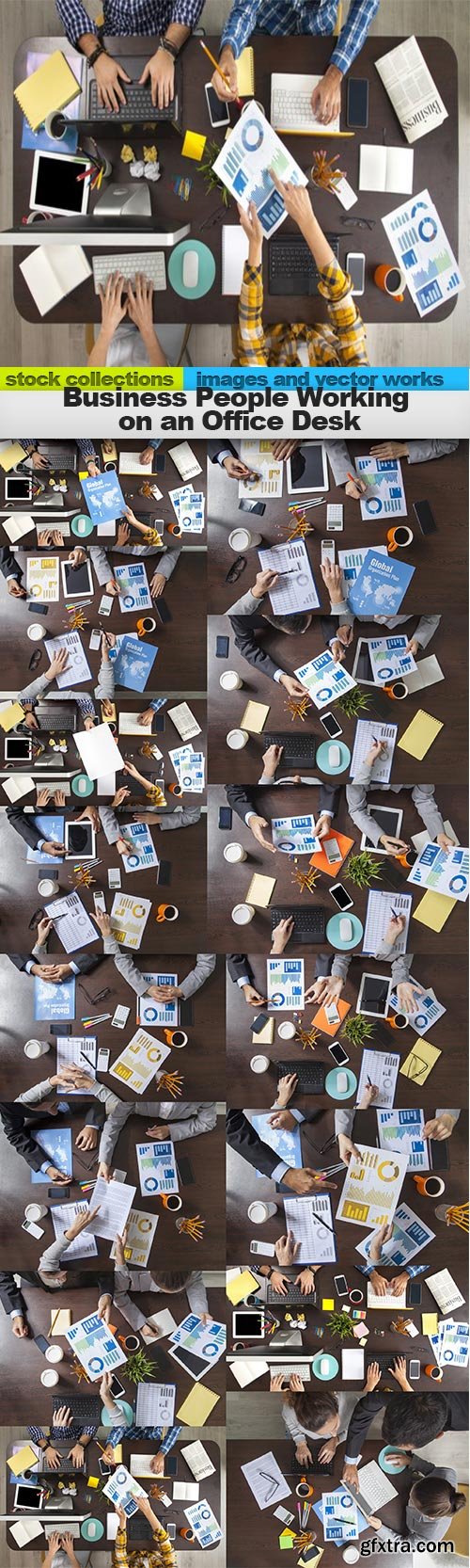 Business People Working on an Office Desk, 15 x UHQ JPEG