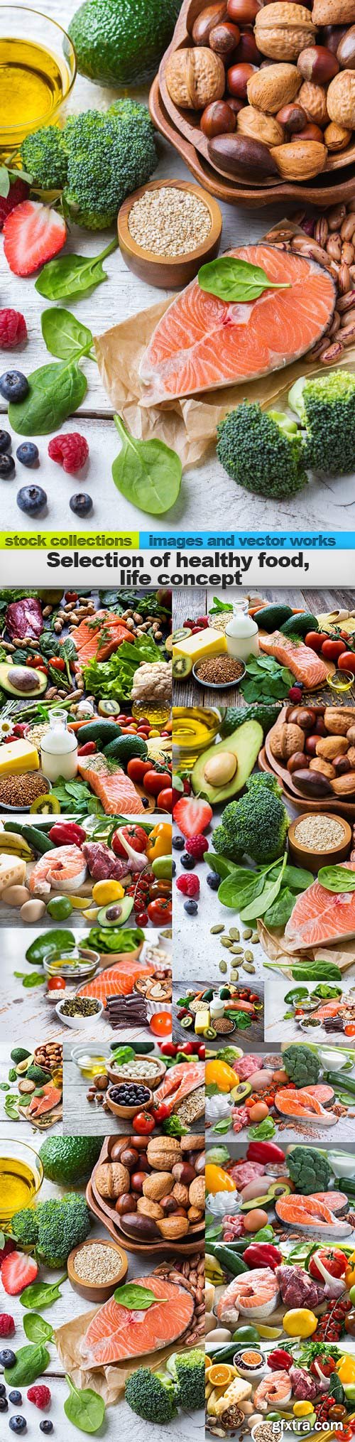 Selection of healthy food, life concept, 15 x UHQ JPEG