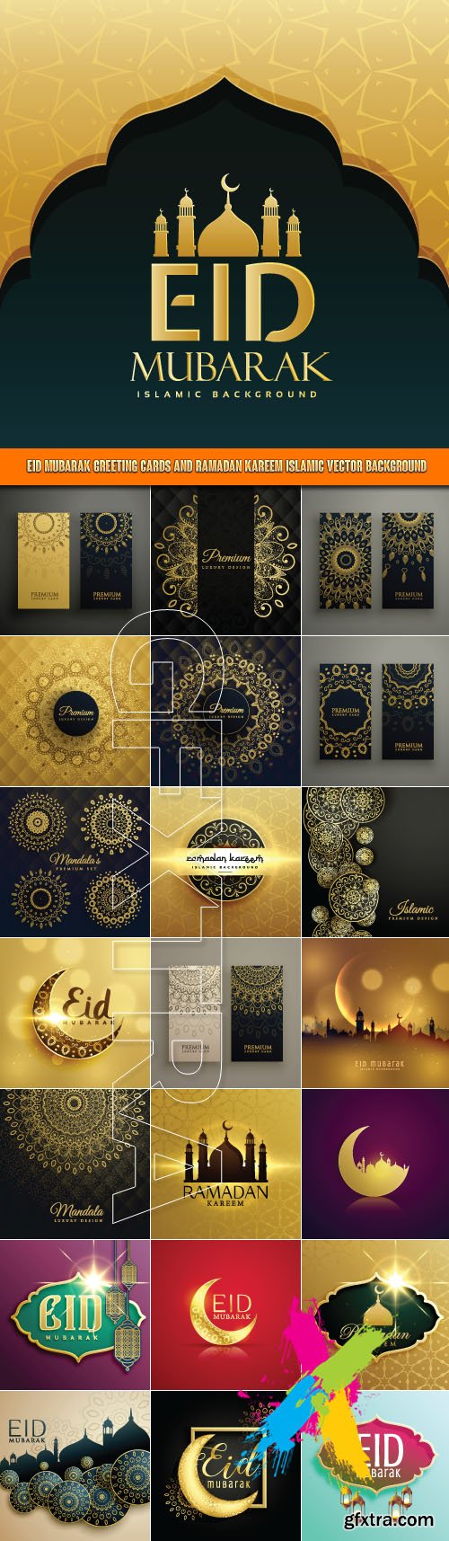 Eid mubarak greeting cards and Ramadan Kareem Islamic vector background