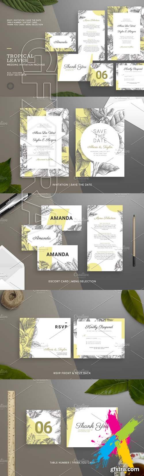 CM - Tropical Leaves Wedding Invitation 1512795