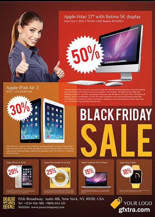 Black Friday Sale V38 Flyer PSD Template + Facebook Cover