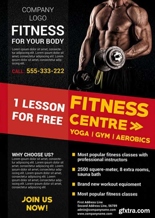Fitness Gym V19 Business Flyer Template + Facebook cover