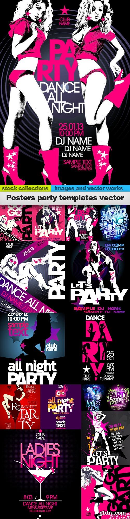 Posters party templates vector, 15 x EPS