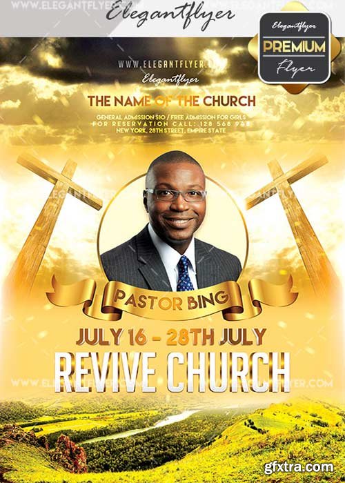 Revive Church V21 Flyer PSD Template + Facebook Cover