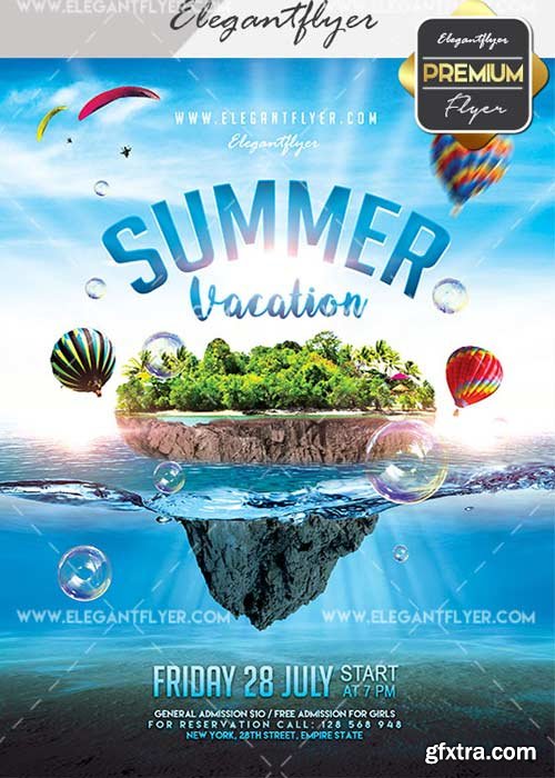 Summer Vacation V21 Flyer PSD Template + Facebook Cover