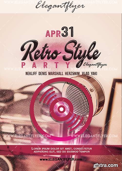 Retro style V23 Flyer PSD Template + Facebook Cover