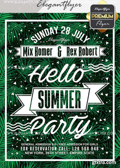 Hello Summer Party V20 Flyer PSD Template + Facebook Cover