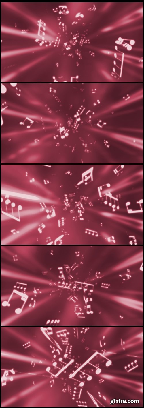 Music Notes on Red Abstract - Background Video