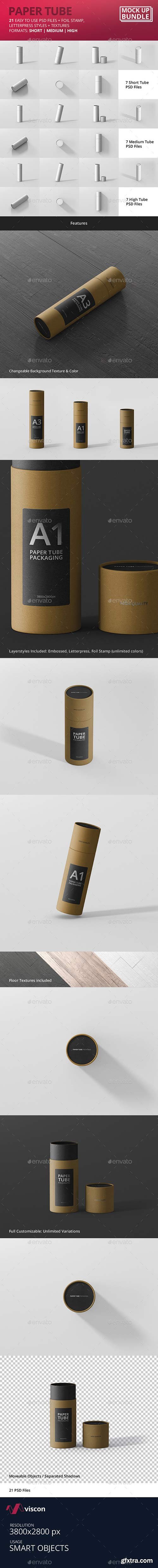 Graphicriver - Slim Paper Tube Mockup Bundle 19430984