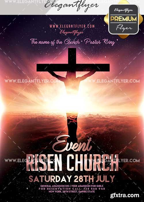 Risen Church Event v23 Flyer PSD Template + Facebook Cover