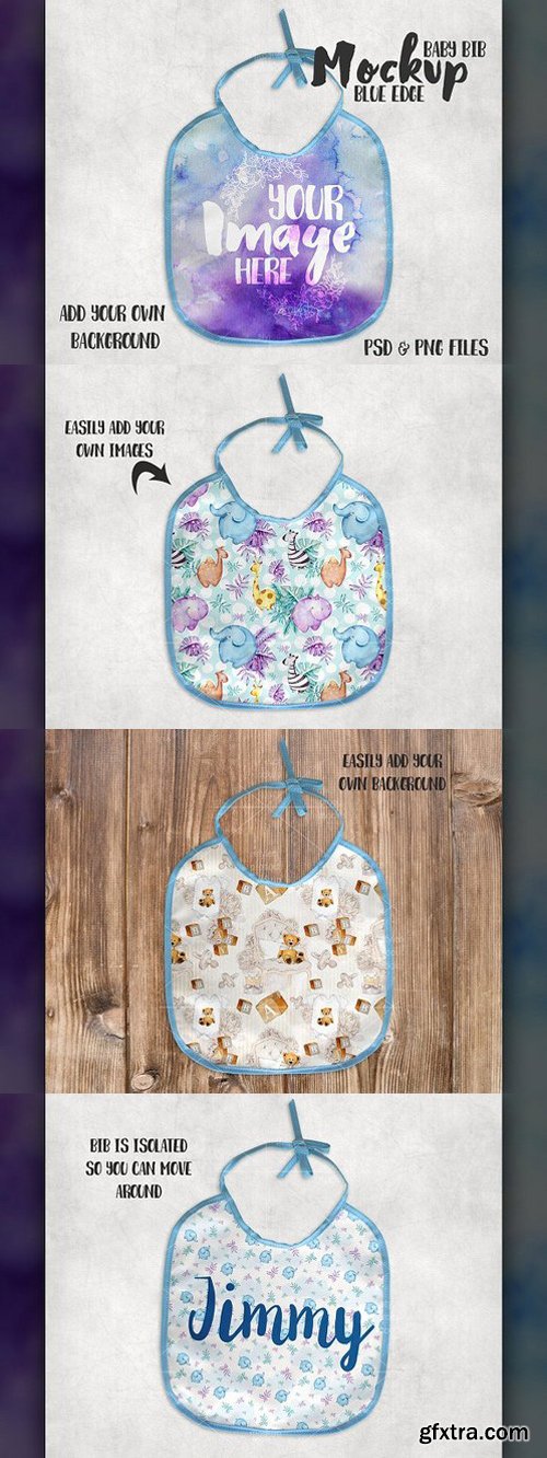 CM - Blue Trim Baby Bib Mockup 1450224