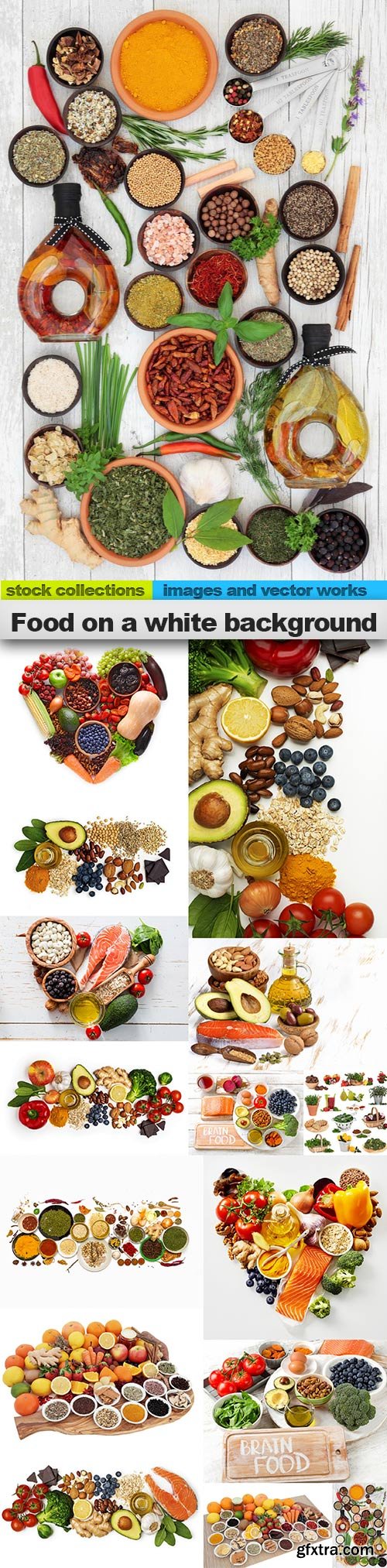 Food on a white background, 15 x UHQ JPEG