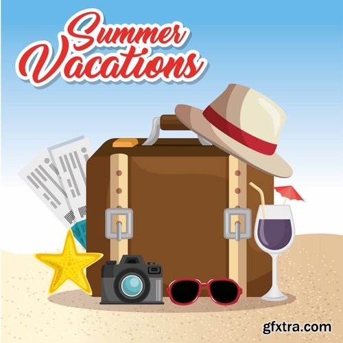 Tourism camping pathway summer vacation vacation banner flyer postcard 19 EPS