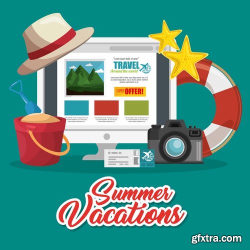 Tourism camping pathway summer vacation vacation banner flyer postcard 19 EPS