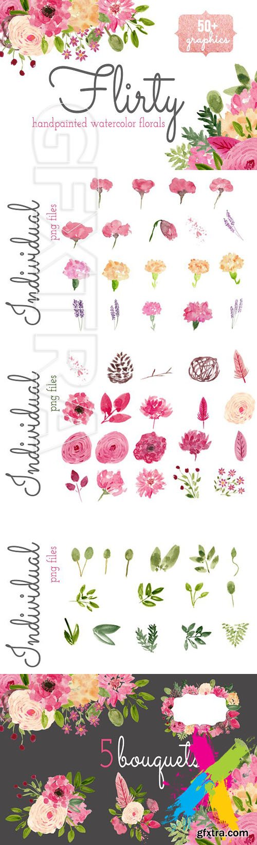 Watercolor Flower Clip Art - Flirty 1544206