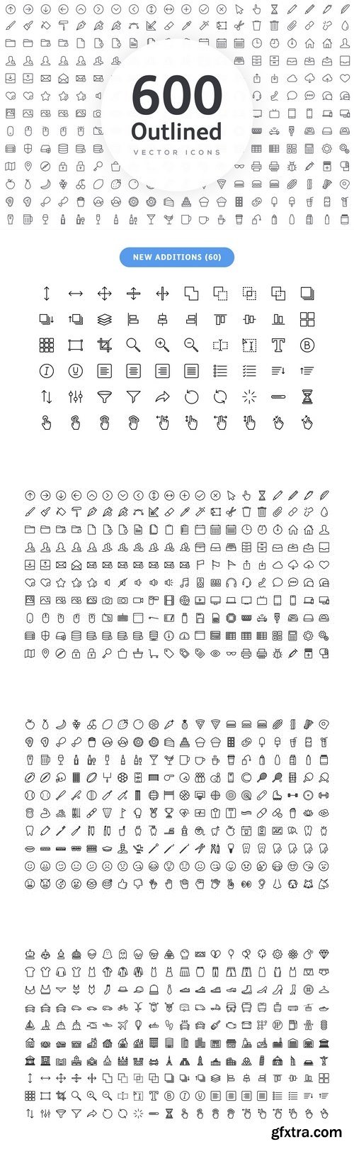 600 Vector Line Icons - Outlined