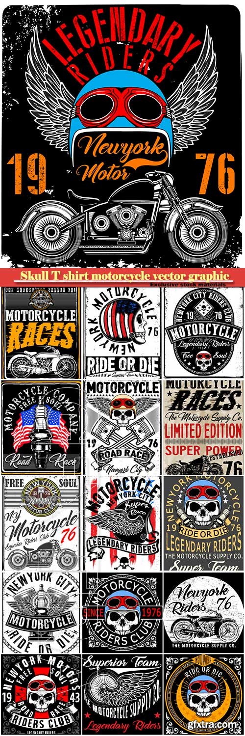 Skull T shirt motorcycle vector graphic design