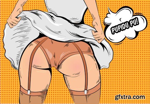 Female buttocks pop art - 5 EPS