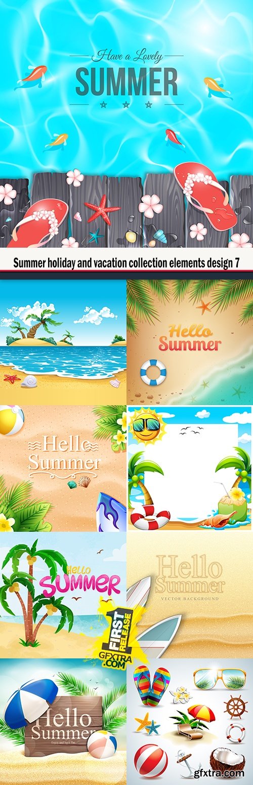 Summer holiday and vacation collection elements design 7