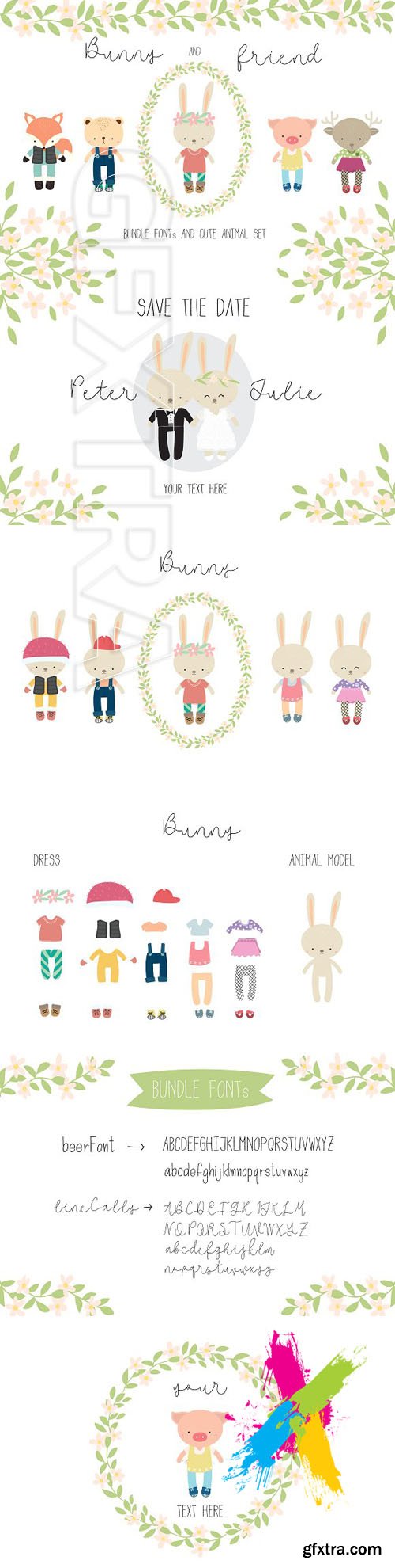 CM - Bunny&Friend with FONTs BUNDLE SET 1541983