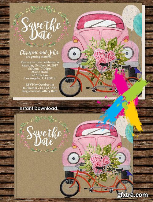 CM - DIY Wedding Car Printable Invitation 1544355