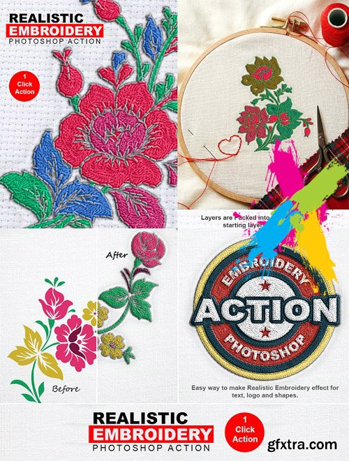 CM - Embroidery Photoshop Action 1543899