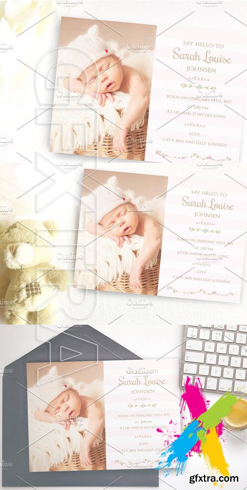 CM - Flower Baby birth announcement card 1544243