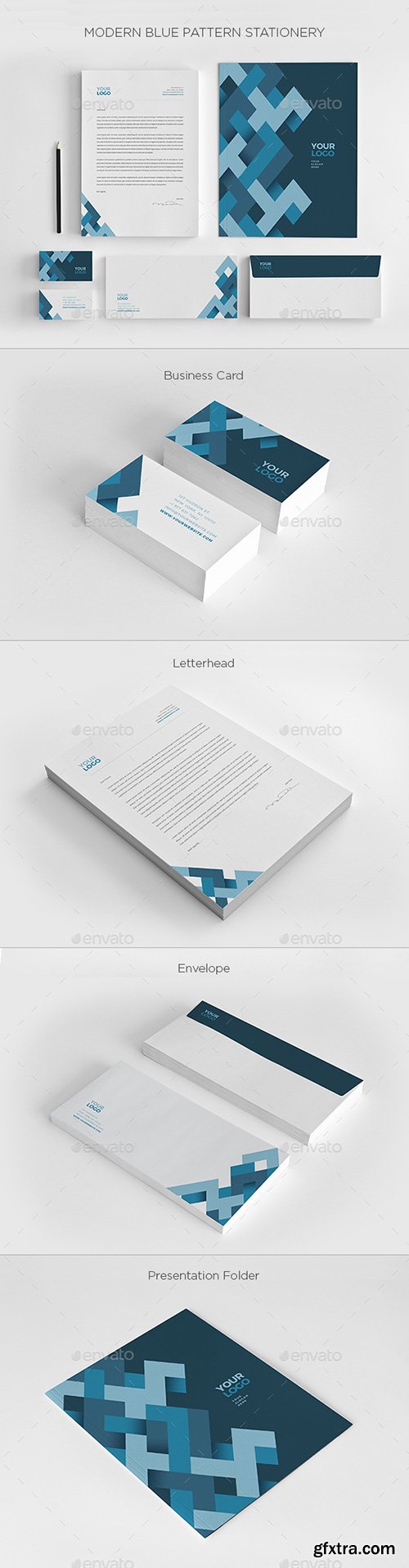 Graphicriver - Modern Blue Pattern Stationery 20035225