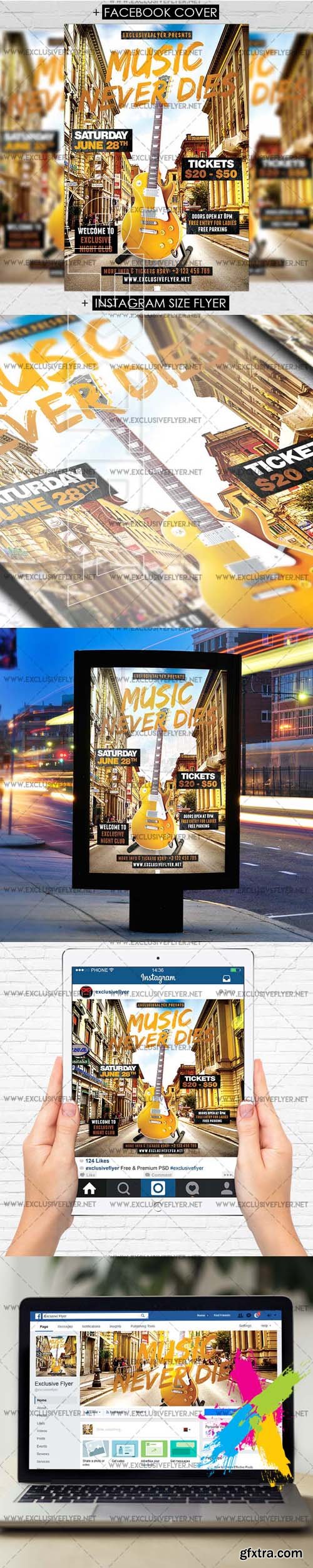 MUSIC NEVER DIES – PREMIUM A5 FLYER TEMPLATE