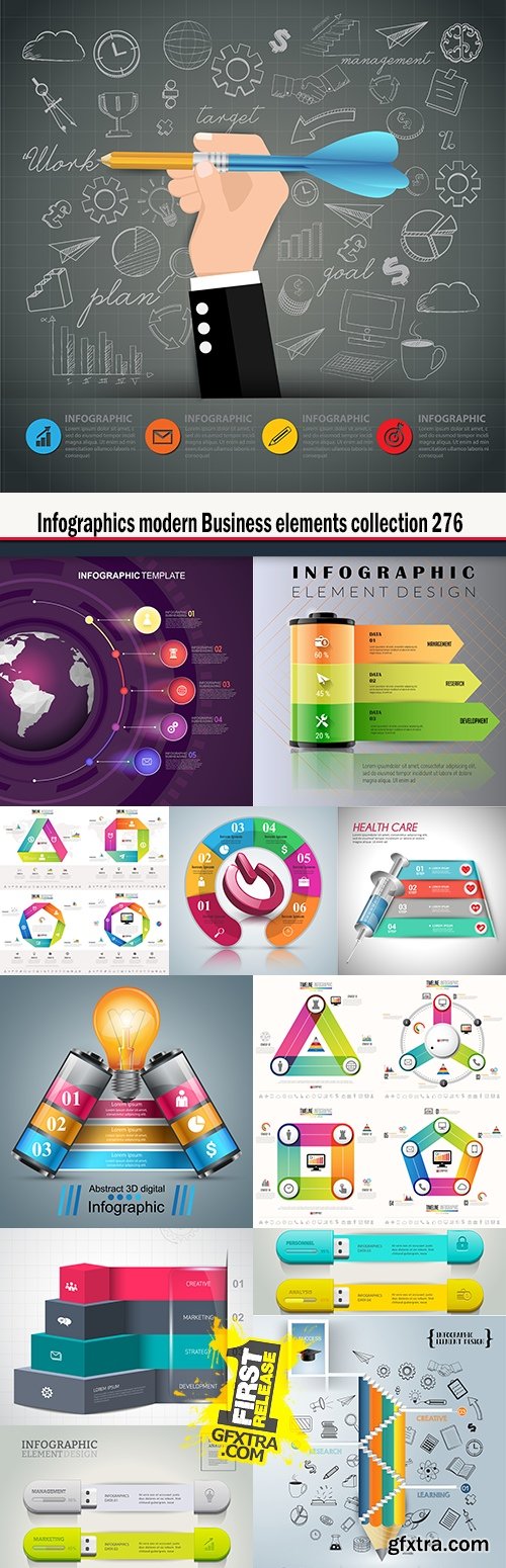 Infographics modern Business elements collection 276