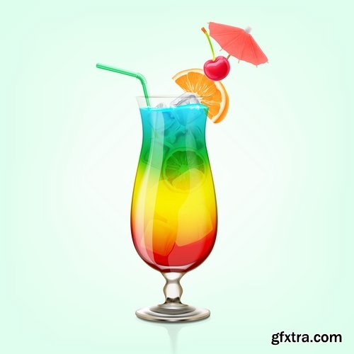 Cocktail drink summer juice glass of wine glass container 19 EPS