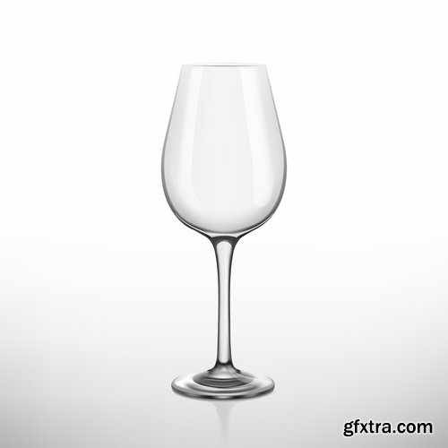 Realistic glass goblet wine glass cup 12 EPS