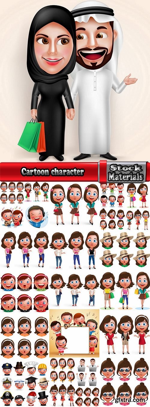 Cartoon character man icon 25 EPS