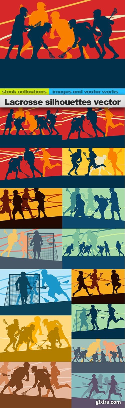 Lacrosse silhouettes vector, 15 x EPS