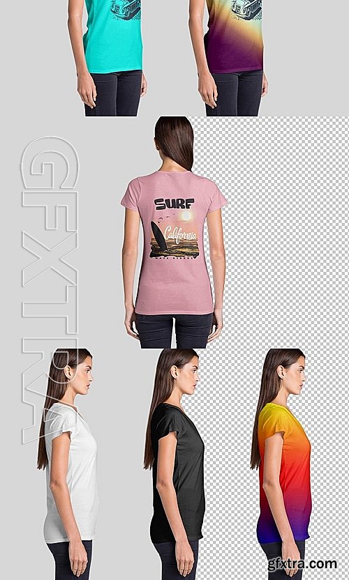 CreativeMarket Women's V Neck T-Shirts Mockup 1414587