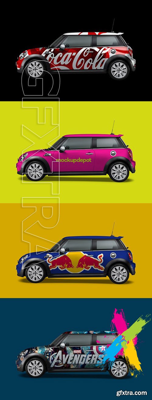 CM - 4K Mini Cooper Wrap PSD Mockup 1541893