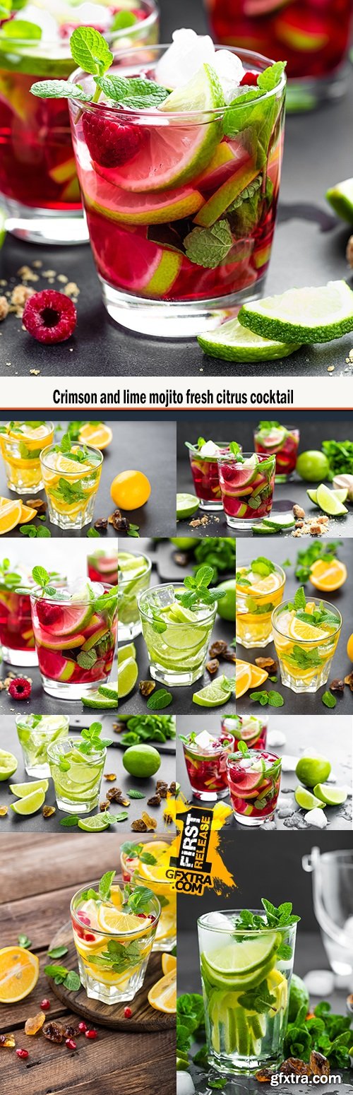 Crimson and lime mojito fresh citrus cocktail