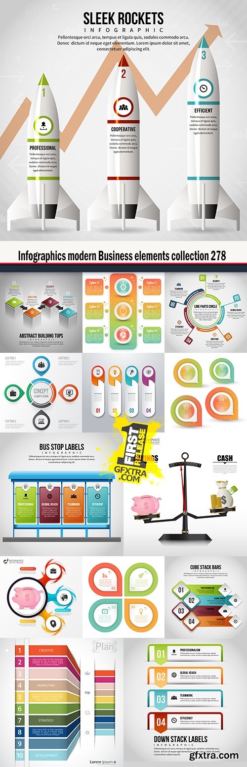 Infographics modern Business elements collection 278