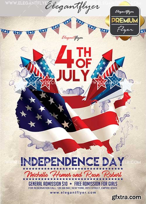 4th of July 2017 V24 Flyer PSD Template + Facebook Cover