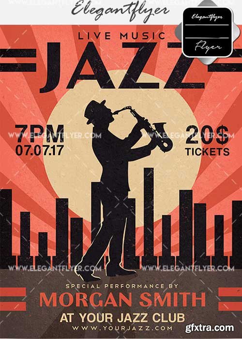 Jazz V18 Flyer PSD Template + Facebook Cover