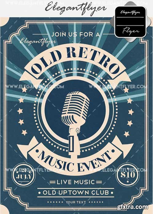 Old Retro Music Event V11 Flyer PSD Template + Facebook Cover