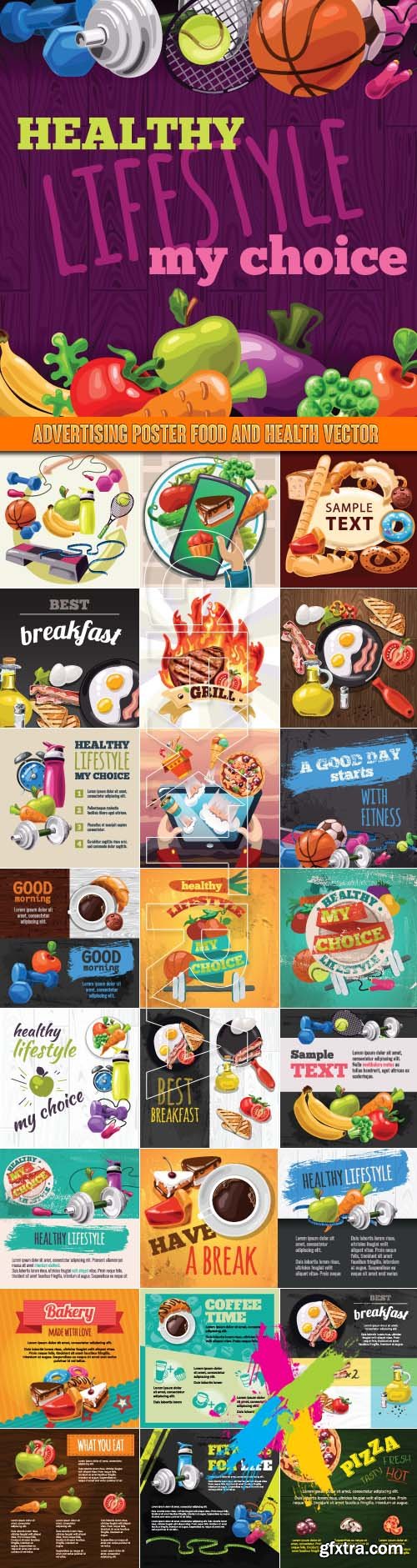 Advertising poster food and health vector