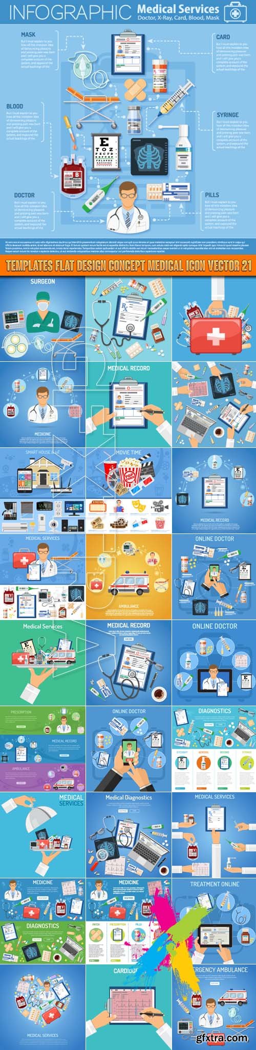 Templates flat design concept medical icon vector 21