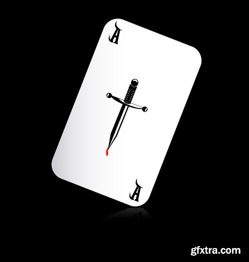 Creative playing cards on black background - 5 EPS