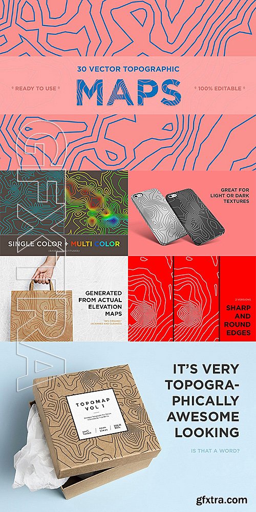 CreativeMarket 30 Vector Topographic Maps 1414426