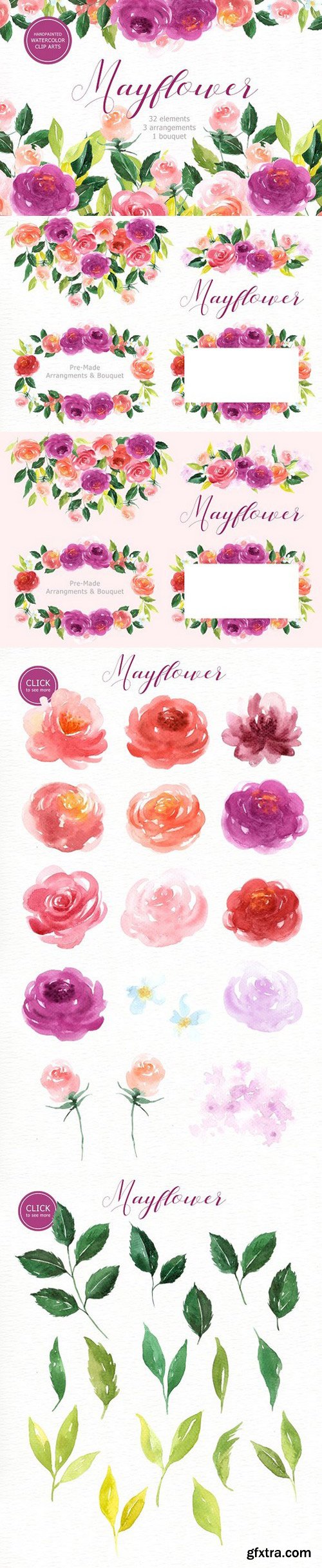 CM - Mayflower Floral Watercolor clipart 1471777